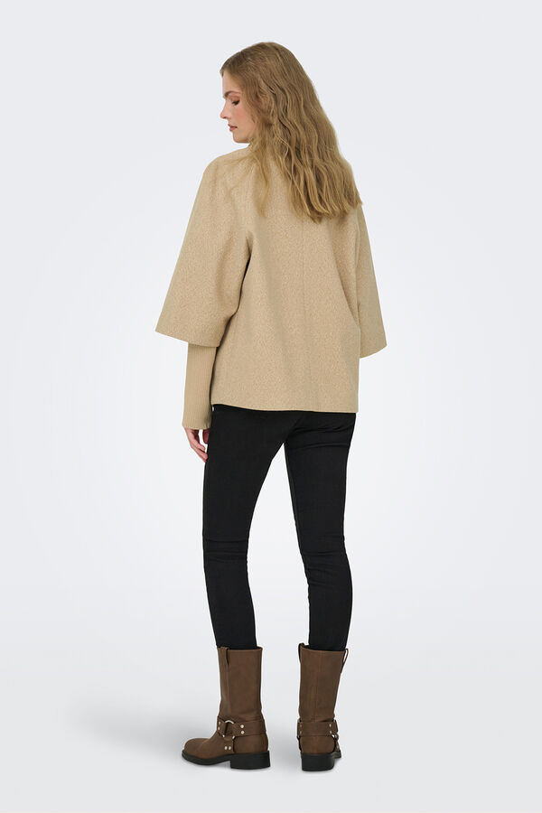 JDY Abrigo de pa&ntilde;o cremallera tostado