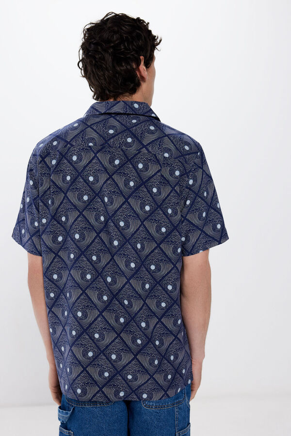 Springfield Camisa manga curta impressa viscosa azul