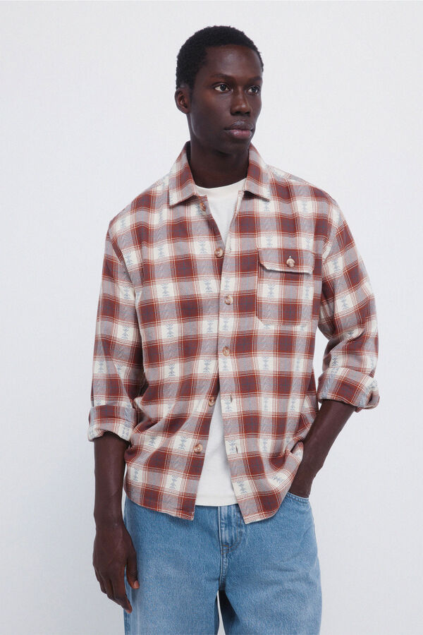 Springfield Sobrecamisa cuadros &eacute;tnicos overshirt naranja