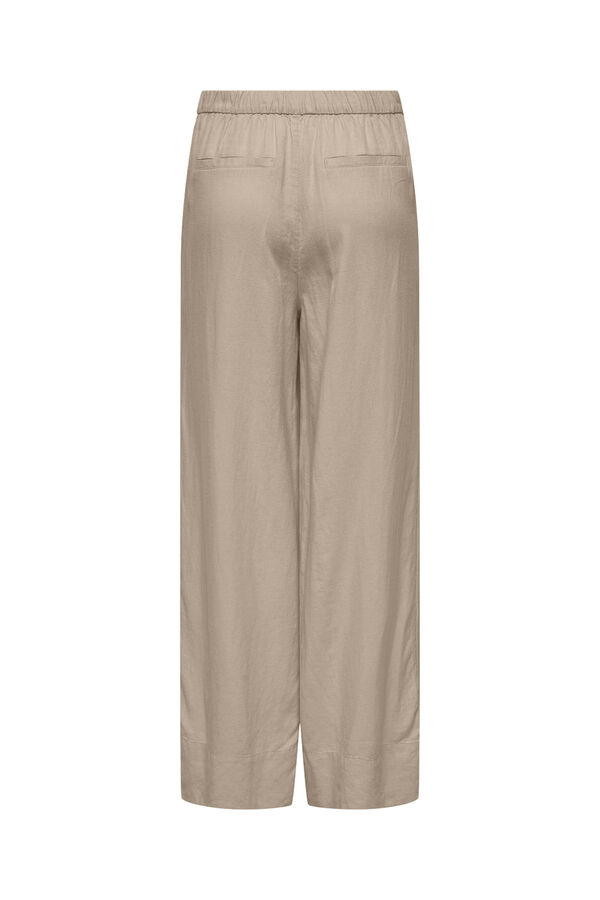 Only Cal&ccedil;as de linho larga cinzento