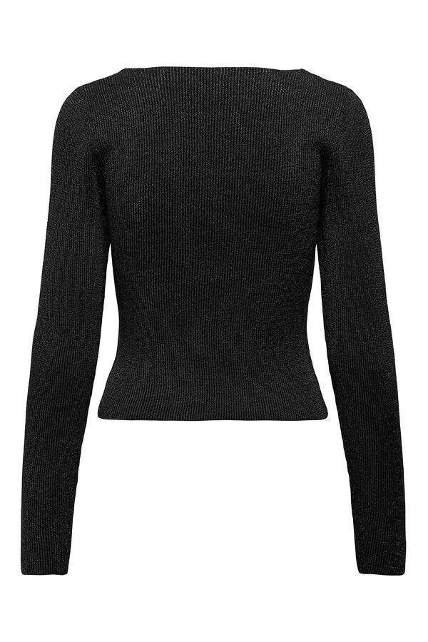 Only Jersey de punto con cuello en V negro