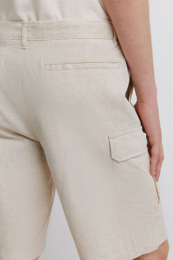 Springfield Bermuna lino cargo comfort fit blanco