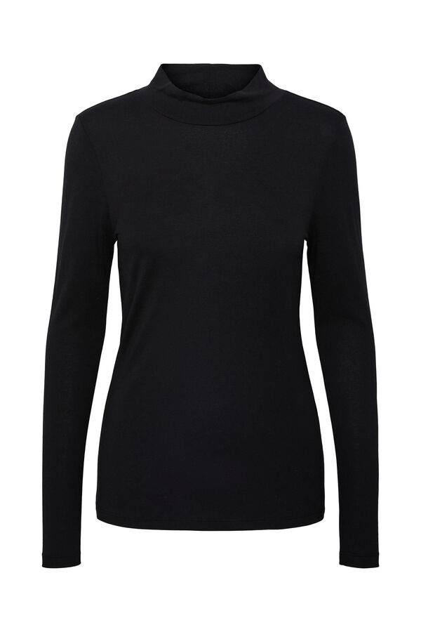 Pieces T-shirt b&aacute;sica em viscose preto