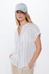 Springfield Camisa com colarinho Mao M/C Linho de algod&atilde;o bege