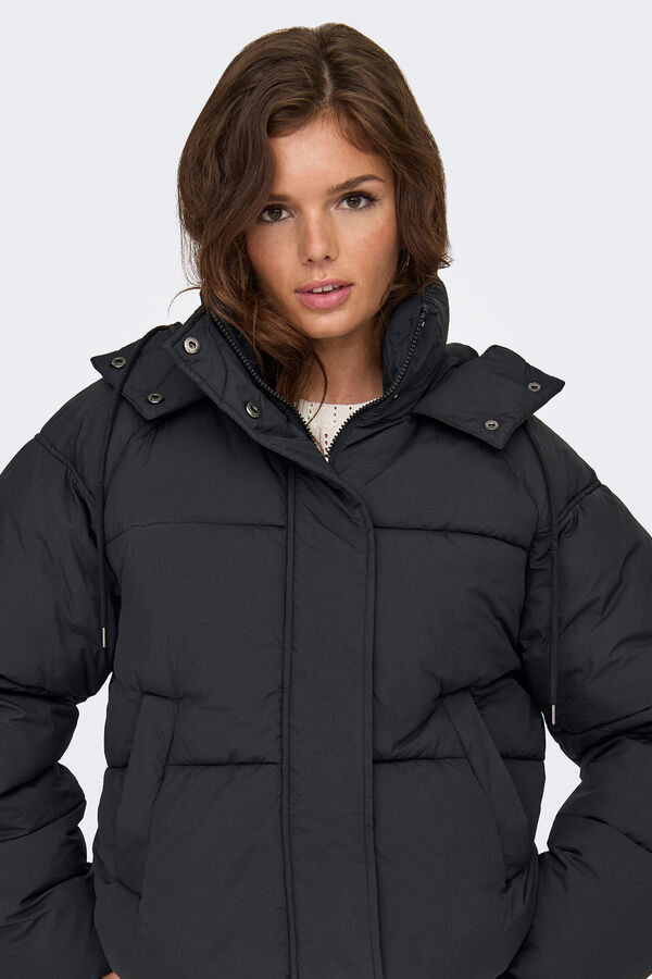 Only Casaco acolchoado com capuz preto