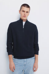 Springfield Camisola com fecho-&eacute;clair liso azul