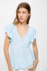 Springfield Blusa Peplum Estructura azul