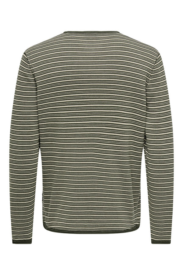 Only & Sons Su&eacute;ter masculino com gola redonda e regular fit cinzento