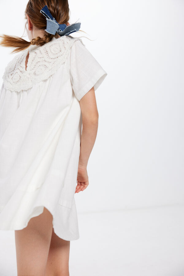 Springfield Kids Vestido colar crochet menina branco