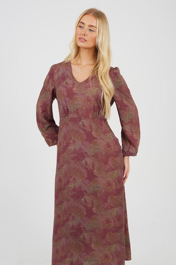 Brave Soul Vestido largo estampado burdeos