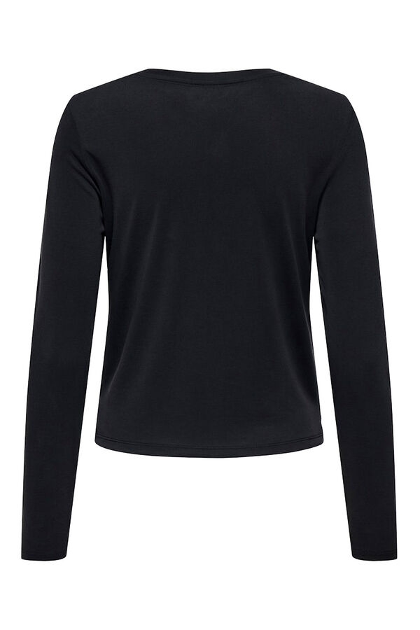 Only Top drapeado manga larga negro