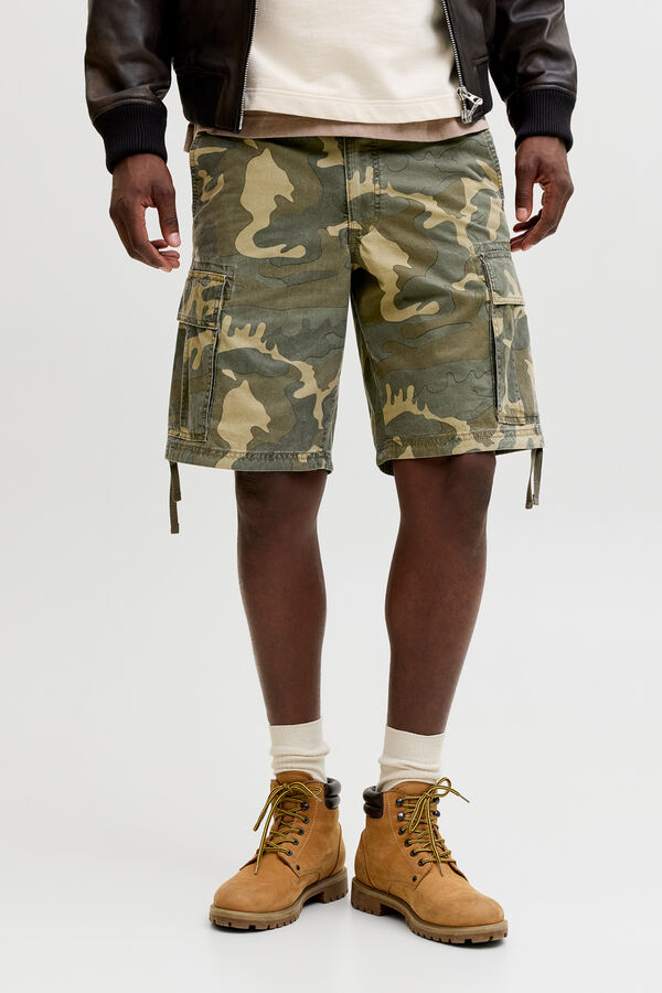 Jack & Jones Bermuda relaxed camuflagem verde