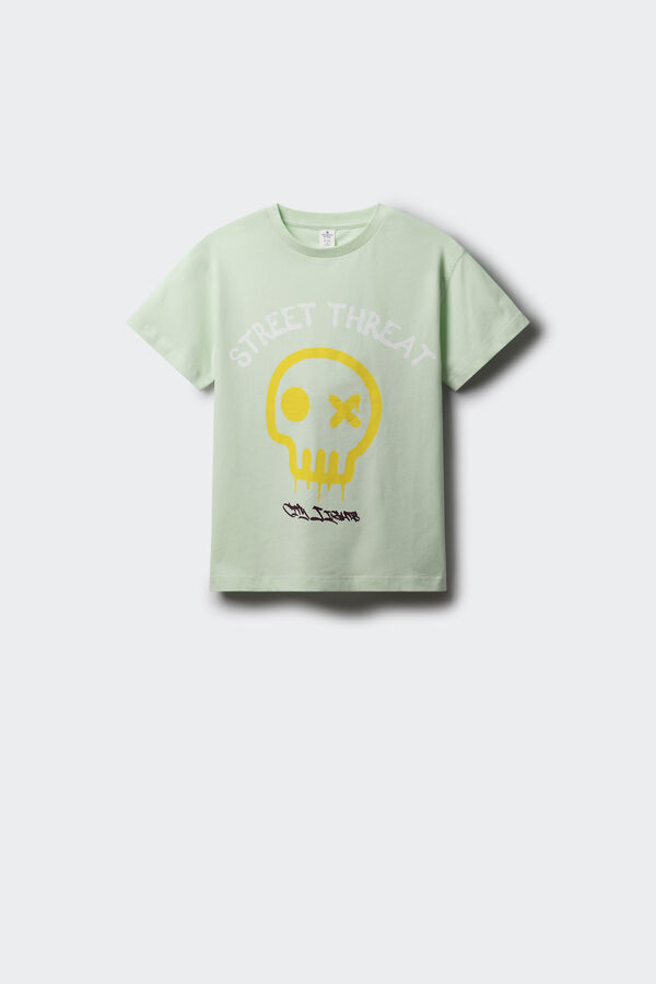 Springfield Kids Camiseta com caveira de menino verde