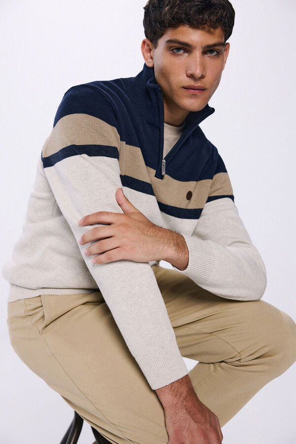 Springfield Jersey cremallera bloque color gris