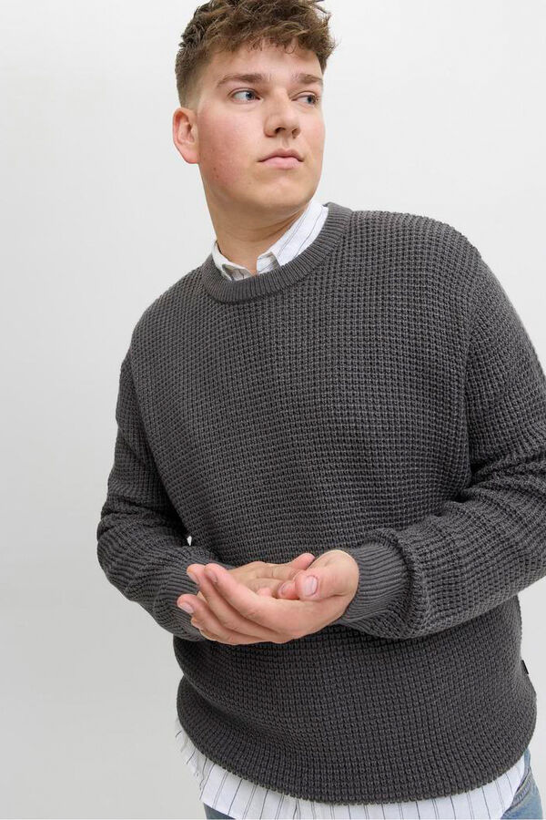 Jack & Jones PLUS Jersey b&aacute;sico de punto liso gris