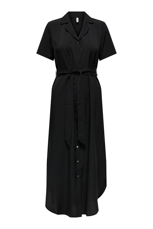 Only Vestido camiseiro comprido preto