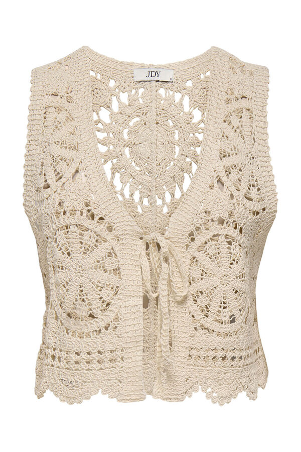 JDY Chaleco corto crochet beige