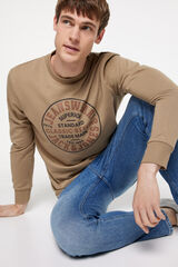 Jack & Jones Sweatshirt gola redonda print logo bege