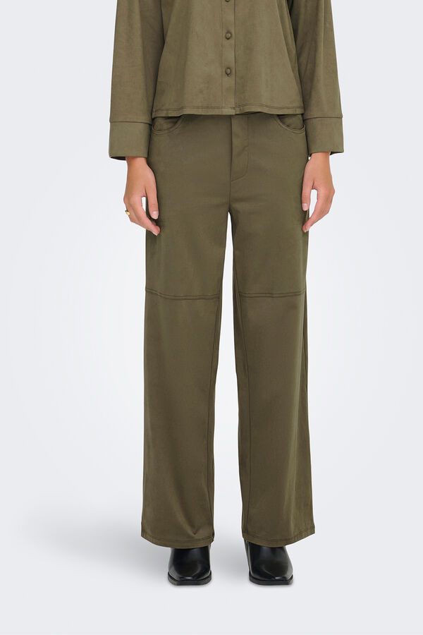 JDY Cal&ccedil;a compridas de camur&ccedil;a cru