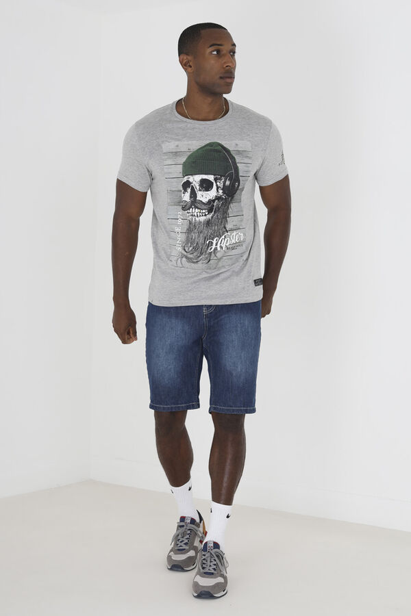 Springfield Camiseta calavera manga corta gris claro