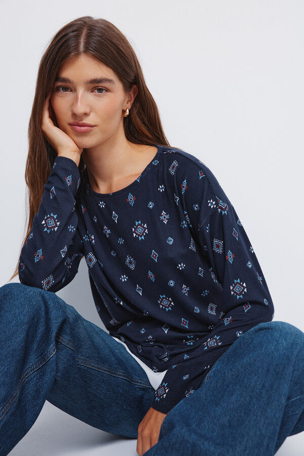 Springfield Camiseta estampada combinada azul