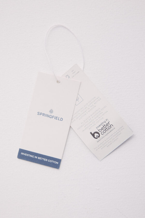 Springfield Camisa de linho de manga manga curta azul