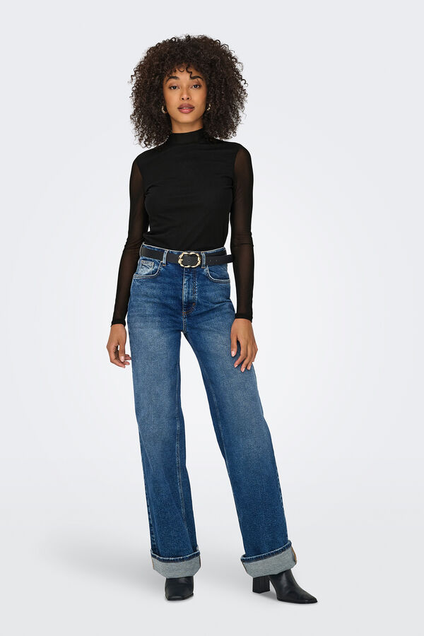 Only Top justo semitransparente preto