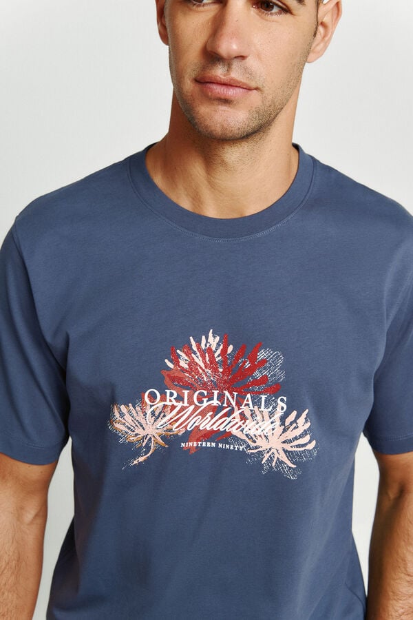 Jack & Jones Camiseta regular fit estampado azul