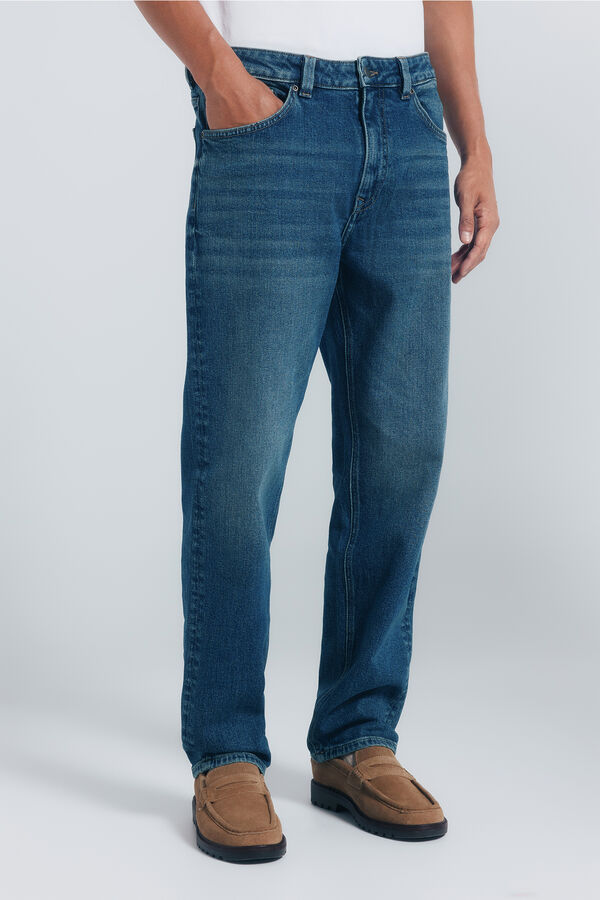 Springfield Vaquero lavado oscuro sobretintando straight fit turquesa