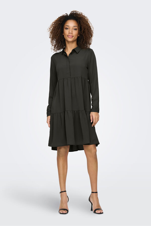 JDY Vestido curto camiseiro cinzento