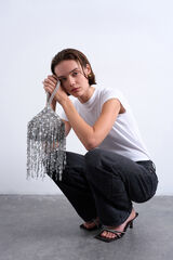 Topshop Bolsa de festa com missangas cinzento