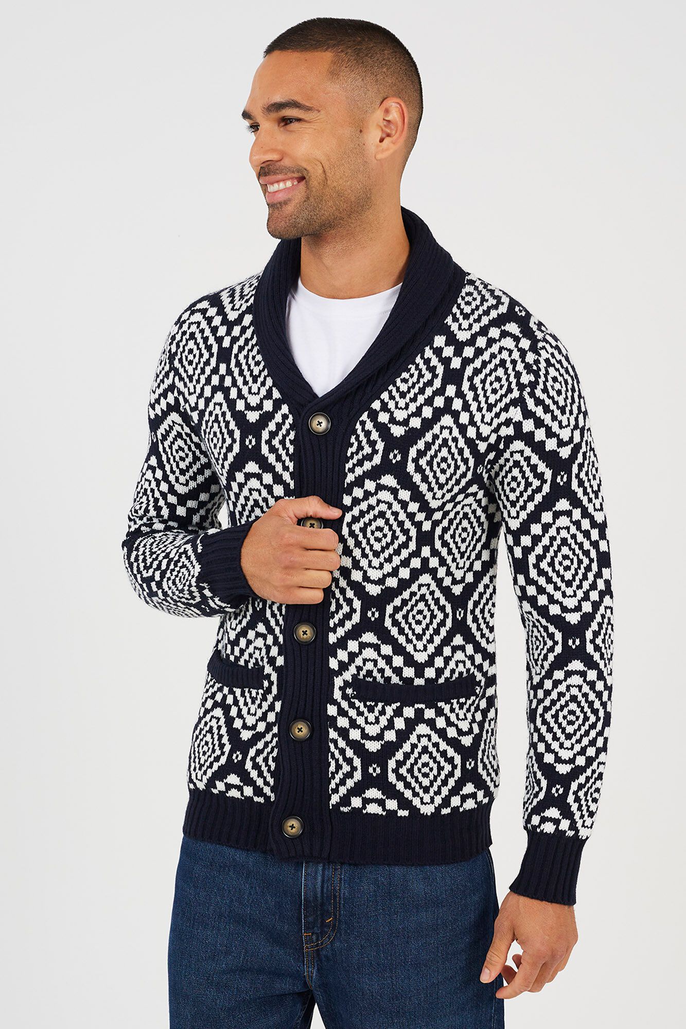 Brave Soul C&aacute;rdigan jacquard cuello en V