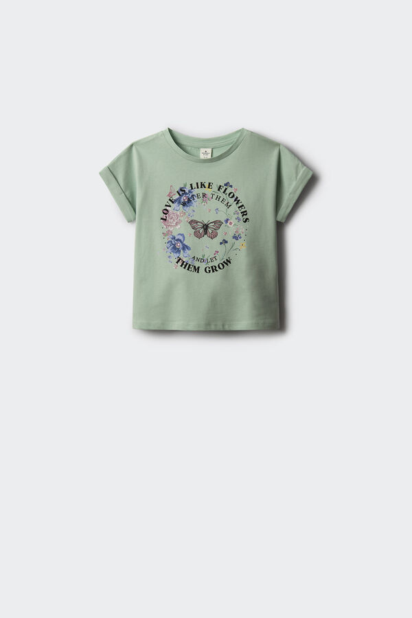 Springfield Kids Camiseta borboleta feminina verde