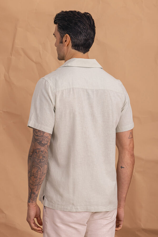 Celopman Camisa manga curta com linho verde