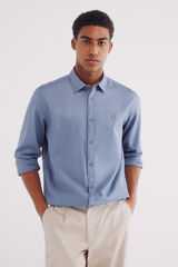 Springfield Camisa estructura tinte en prenda azul