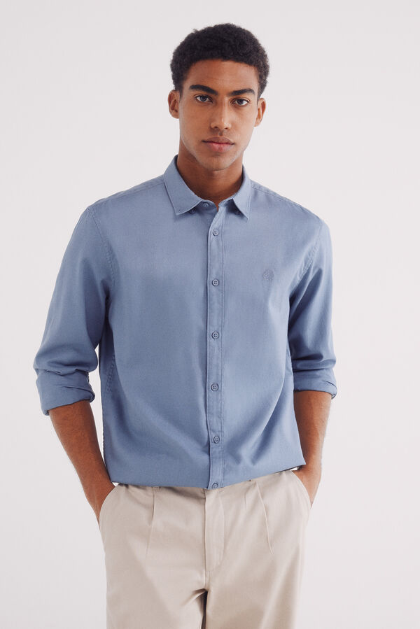 Springfield Camisa estructura tinte en prenda azul