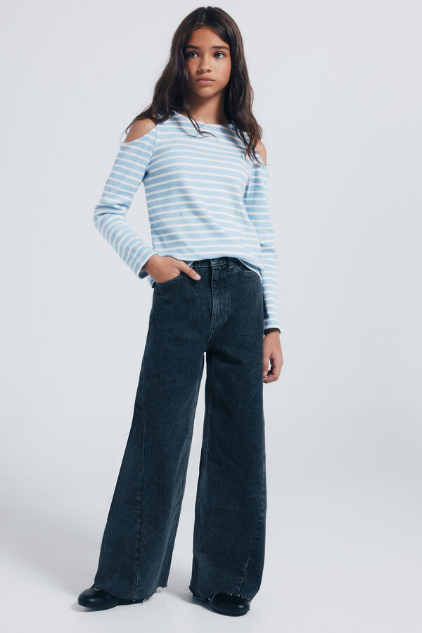 Springfield Kids Camiseta rib hombros descubiertos ni&ntilde;a azul