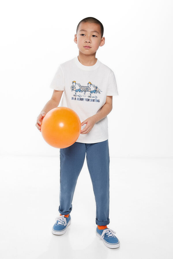 Springfield Kids T-shirt print skater menino bege