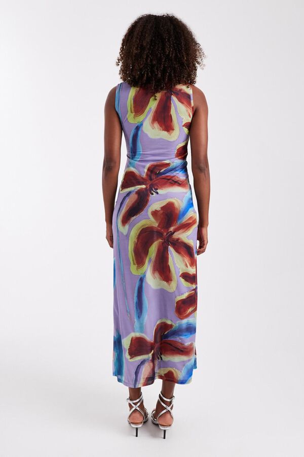 Topshop Vestido midi estampado rosa