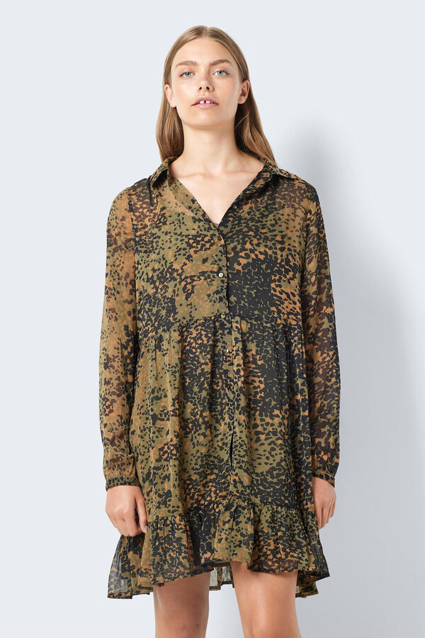 Noisy May Vestido curto estampado verde