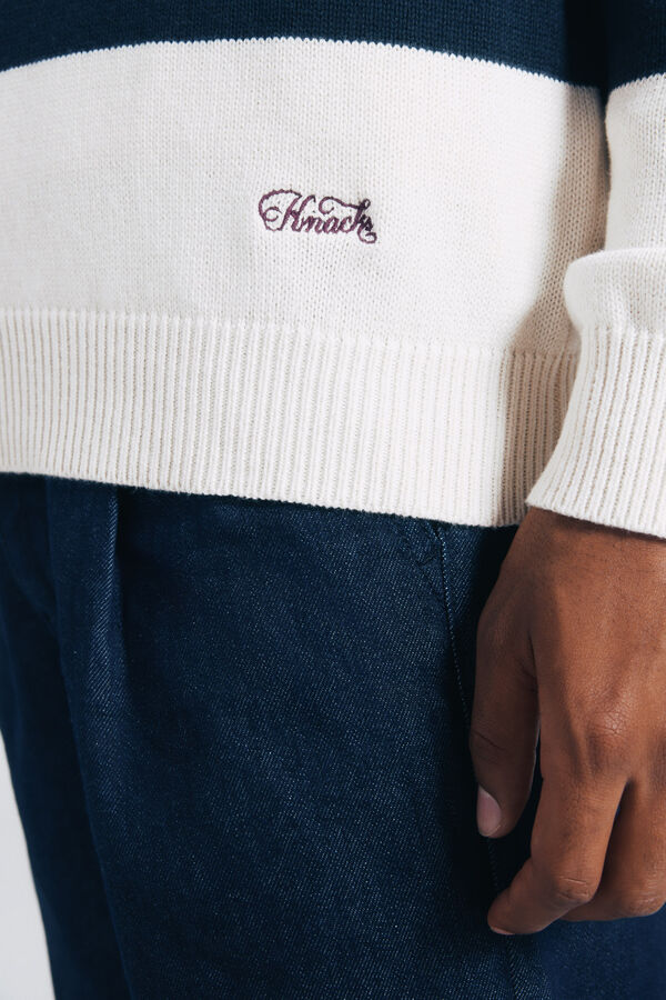 Springfield Jersey rayas cuello polo blanco