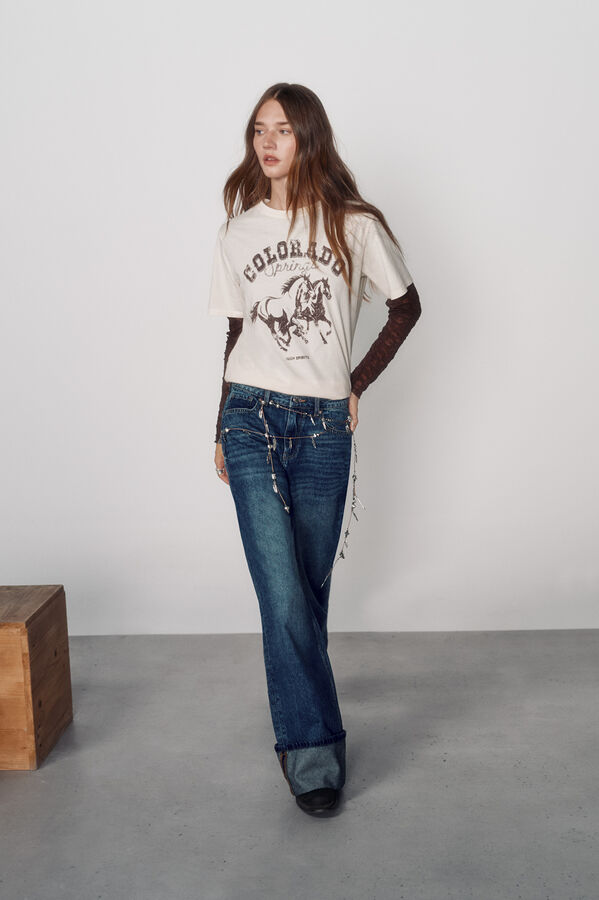 High Spirits Jeans com punho azul