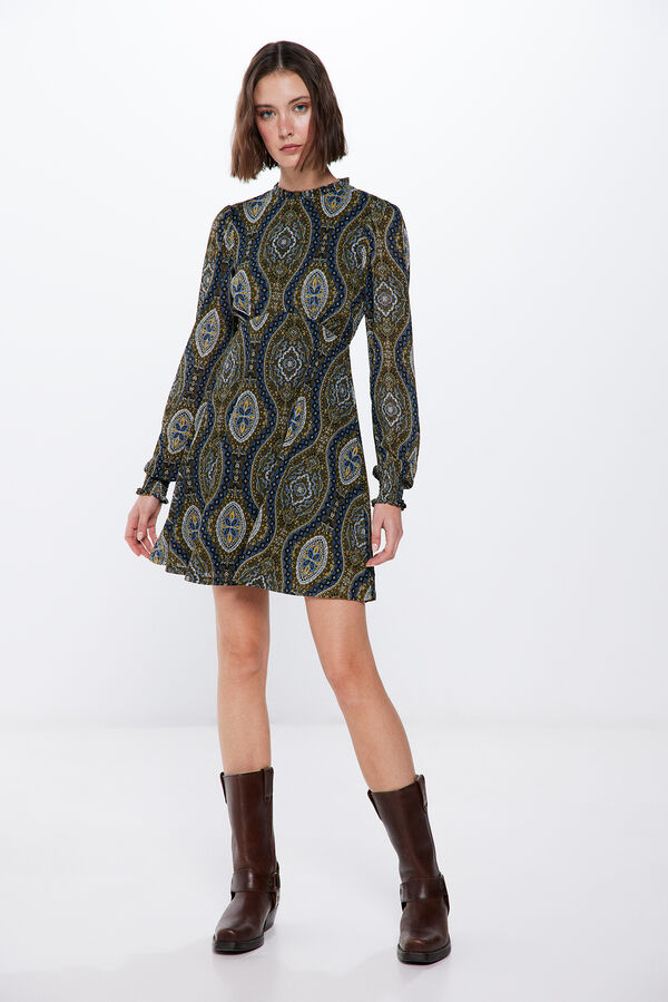 Springfield Vestido Corto Estampado Boho azul