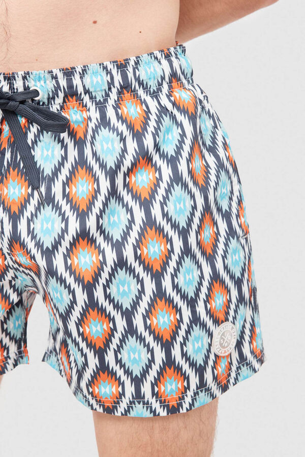 Inside Ba&ntilde;ador Estampado Geometrico naranja