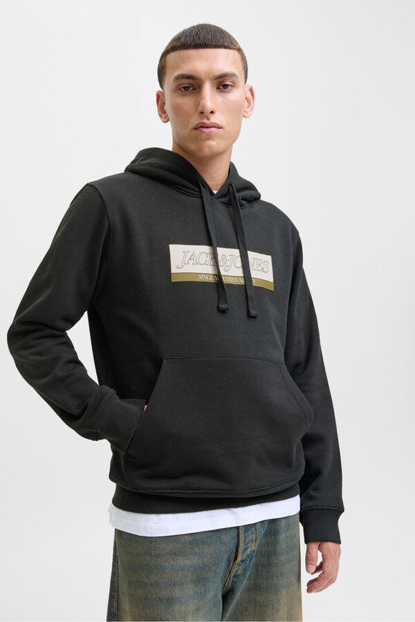Jack & Jones Sudadera con capucha y logo frontal negro