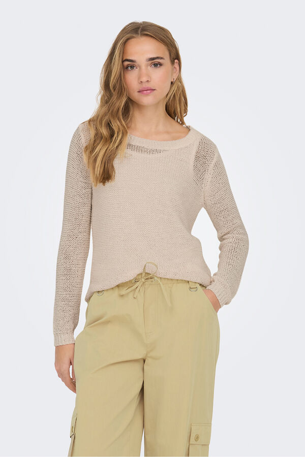 JDY Jersey cuello redondo beige