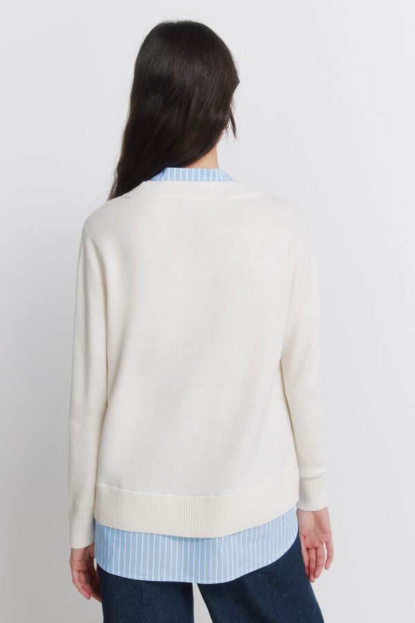 Springfield Camisola gola mao bimaterial bege