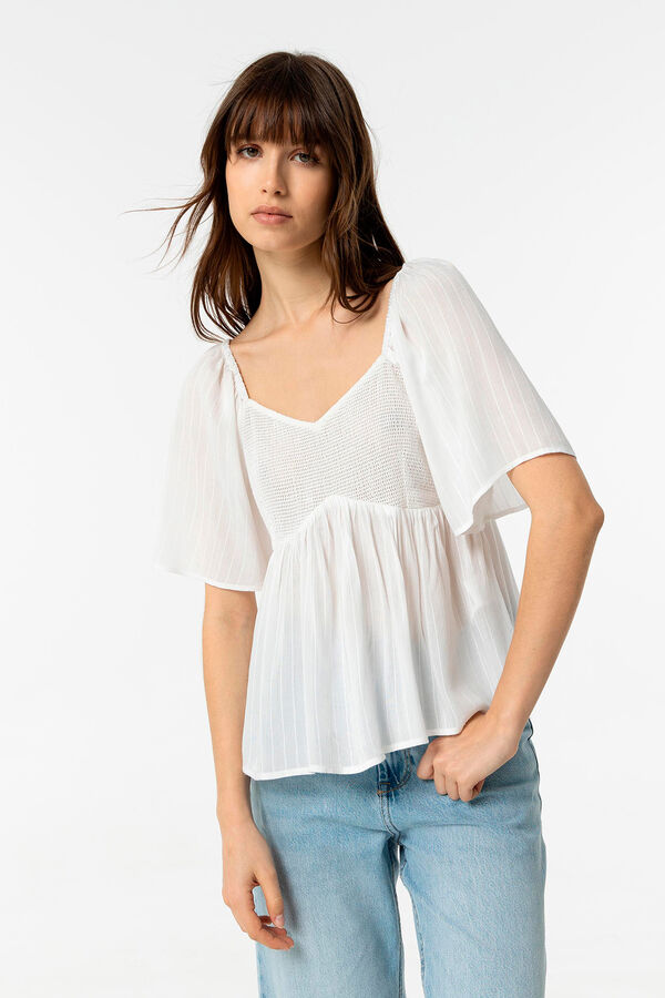 Tiffosi Blusa Combinada Efeito Enrugado branco