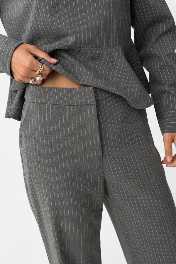 Tiffosi Pantalones Rectos a Rayas gris