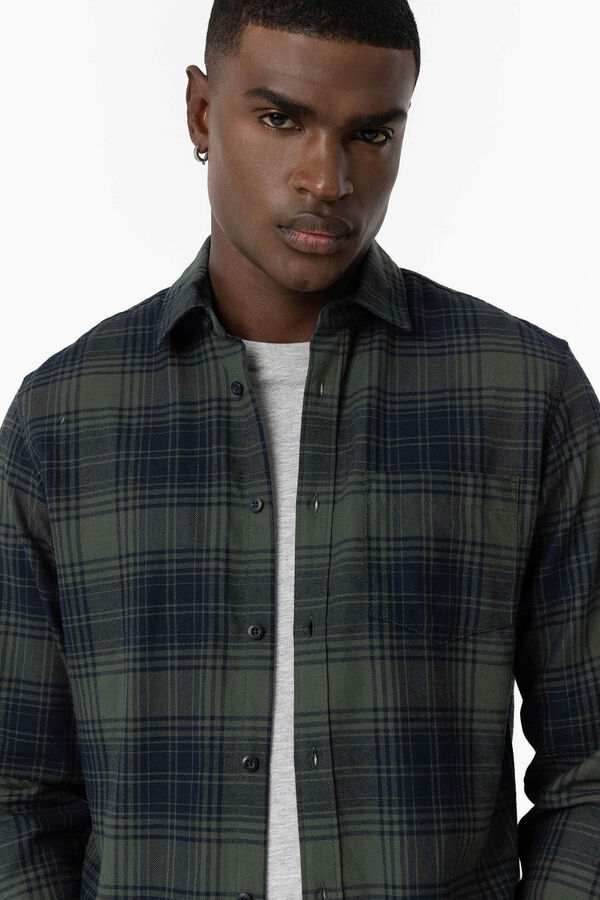 Tiffosi Camisa de flanela xadrez regular fit verde